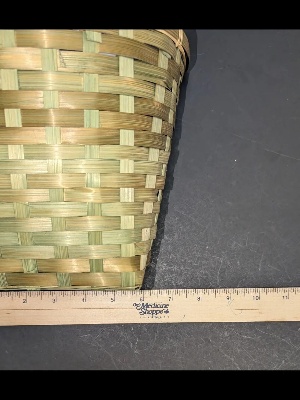 Boho Bamboo Wall Pocket Basket Hanging Planter Green Woven Wood Farmhouse NWT